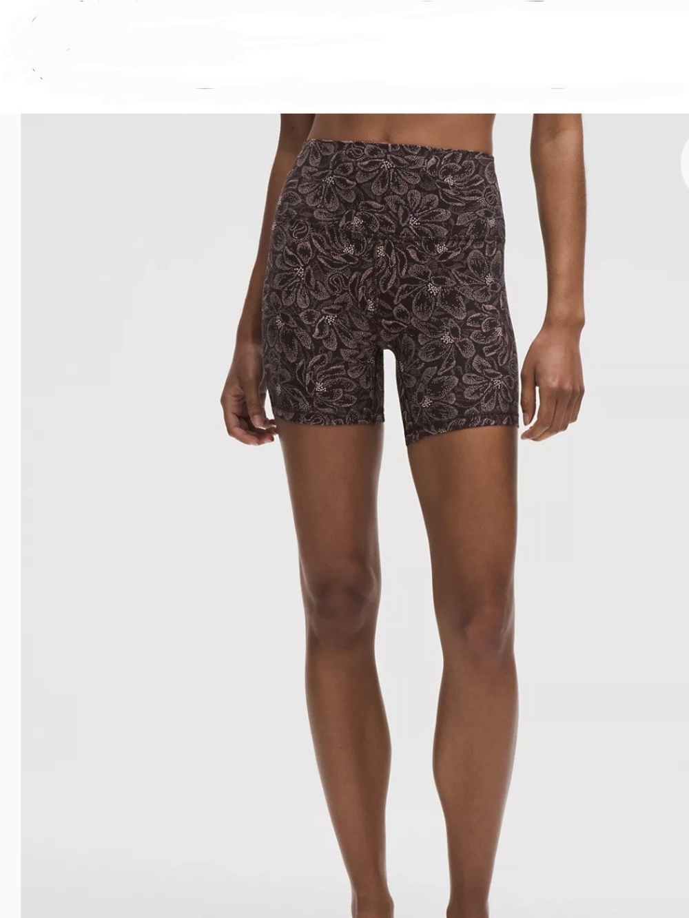 lululemon athletica Brown Floral Print High-Rise Athletic Bike Shorts - Picture 2 of 6